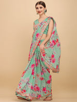 Thumbnail for Sangria Women Sea Green Sarees - Distacart