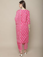 Thumbnail for Sangria Women Floral Printed Mirror Work Pure Cotton Kurti with Trousers & Dupatta - Distacart