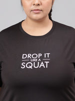 Thumbnail for MKH Plus Size Typography Printed Drop-Shoulder Sleeves Relaxed Fit Dri-FIT T-shirt - Distacart