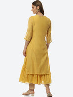 Thumbnail for Biba Women Yellow Floral Embroidered Layered Kurta - Distacart