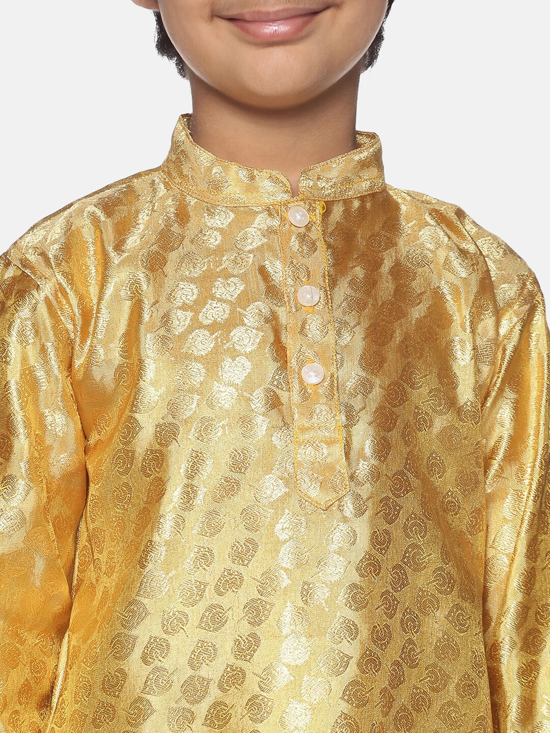 Sethukrishna Boys Gold-Toned Self Design Kurta with Pyjamas - Distacart