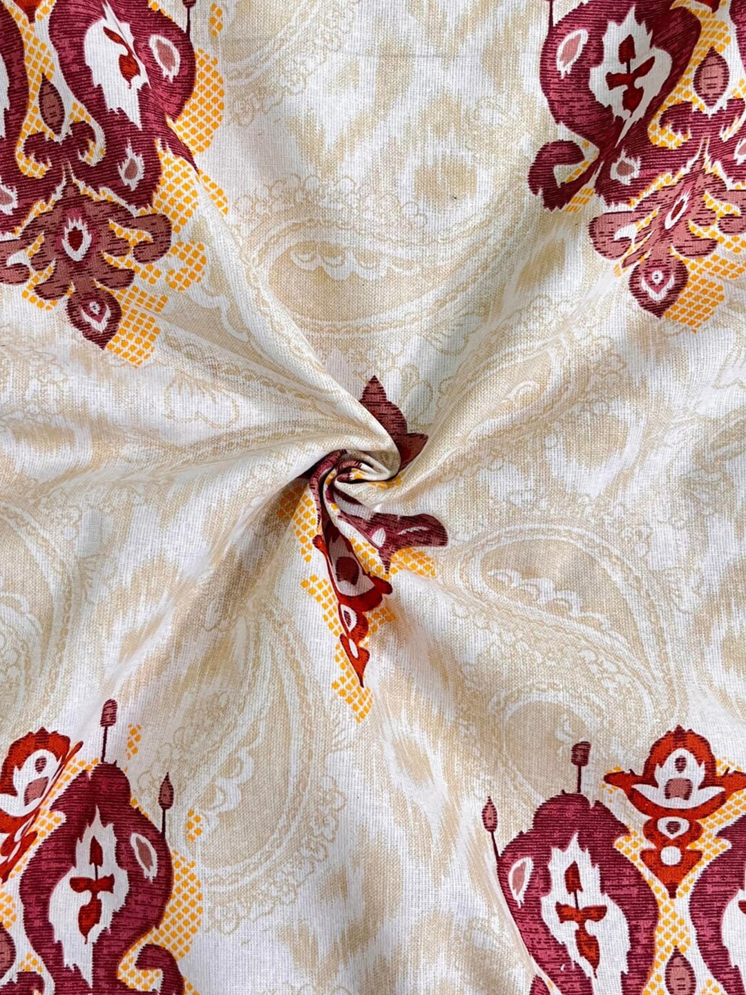 URBAN SPACE Divine White Ethnic Motifs 144 TC Cotton Queen Bedsheet & 2 Pillow Covers - Distacart