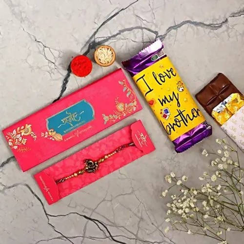 Ganesha Rakhi & Cadbury Silk In I Love My Brother Sleeve