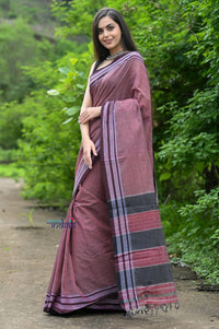 Thumbnail for Very Much Indian Traditional Patteda Anchu Ilkal Handloom Saree-Cast Maroon Tone - Distacart