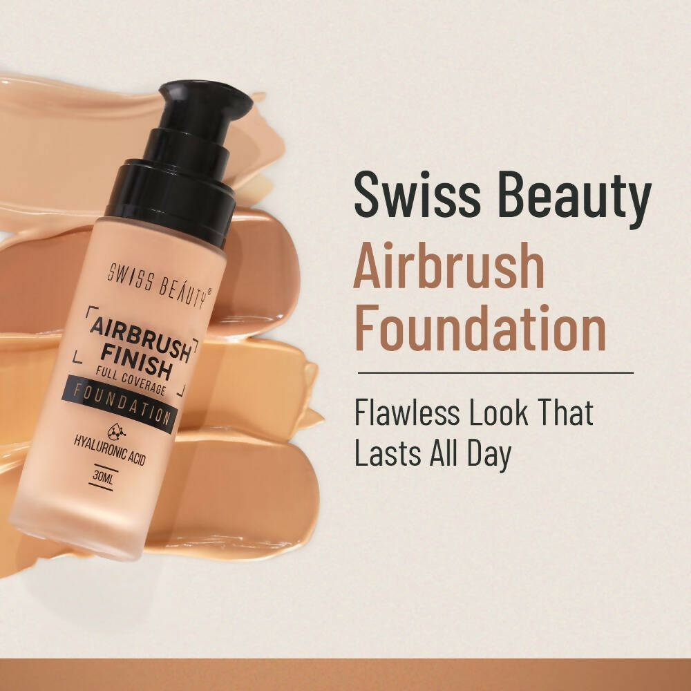 Swiss Beauty Airbrush Finish Full Coverage Foundation - Golden Beige - Distacart