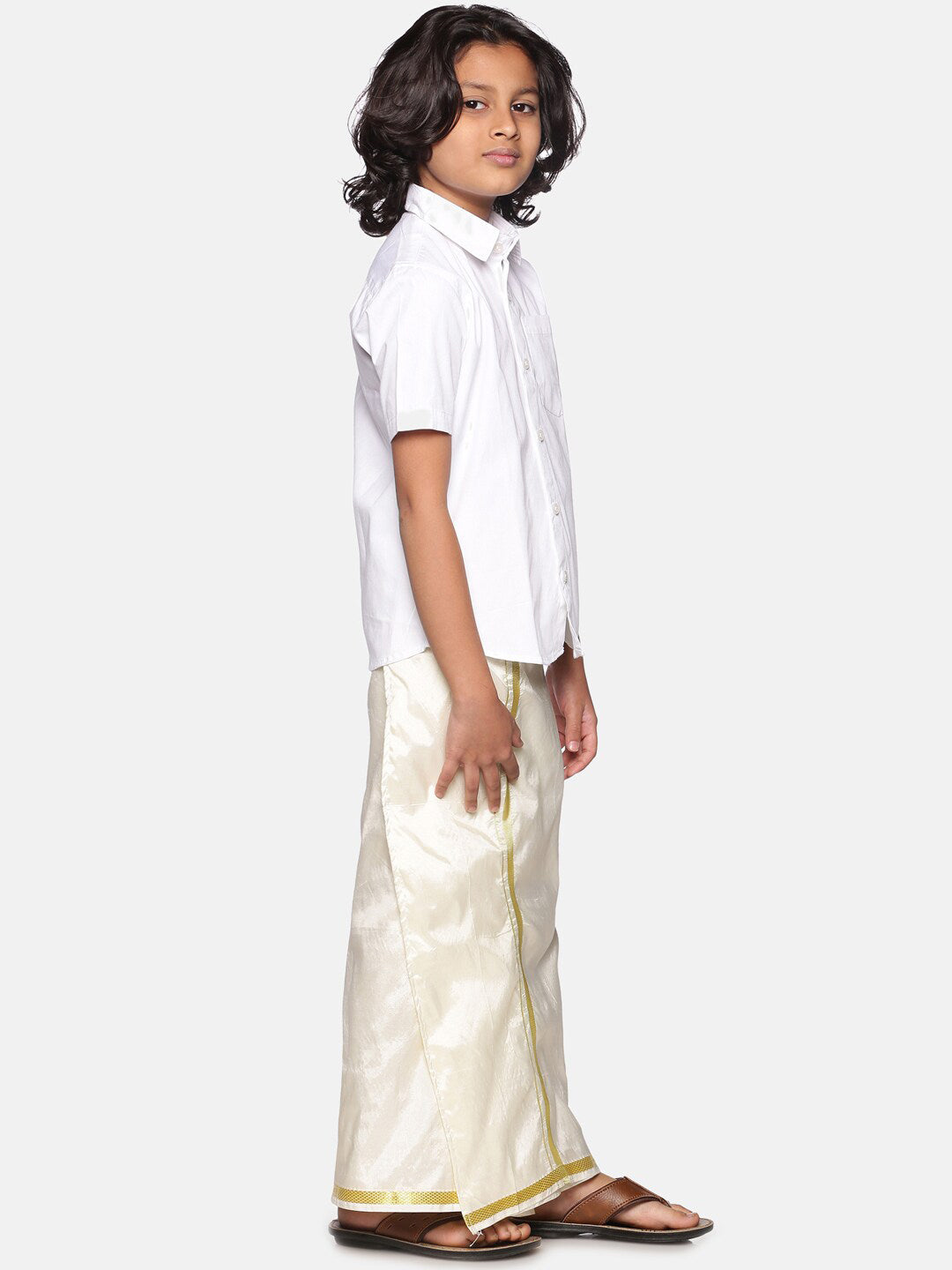Sethukrishna Boys White Shirt with Readymade Dhoti - Distacart