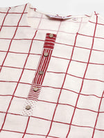 Thumbnail for Biba Women Off-White & Maroon Checked Kurta with Palazzos - Distacart