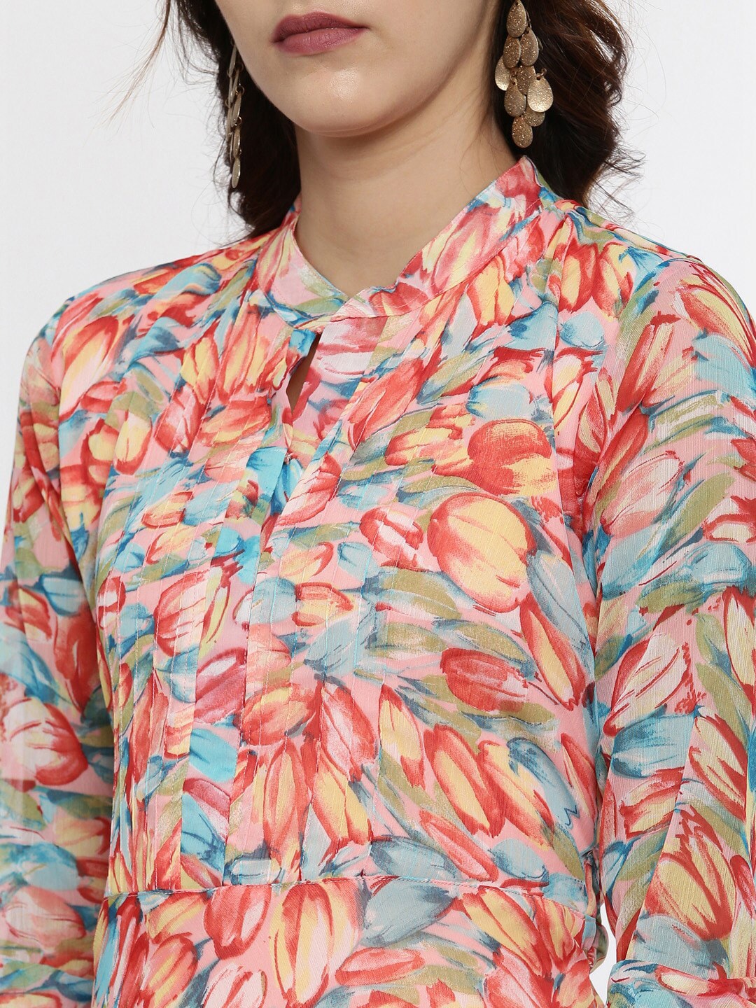 Souchii Multicoloured Floral Print Fit & Flare Asymmetric Dress - Distacart