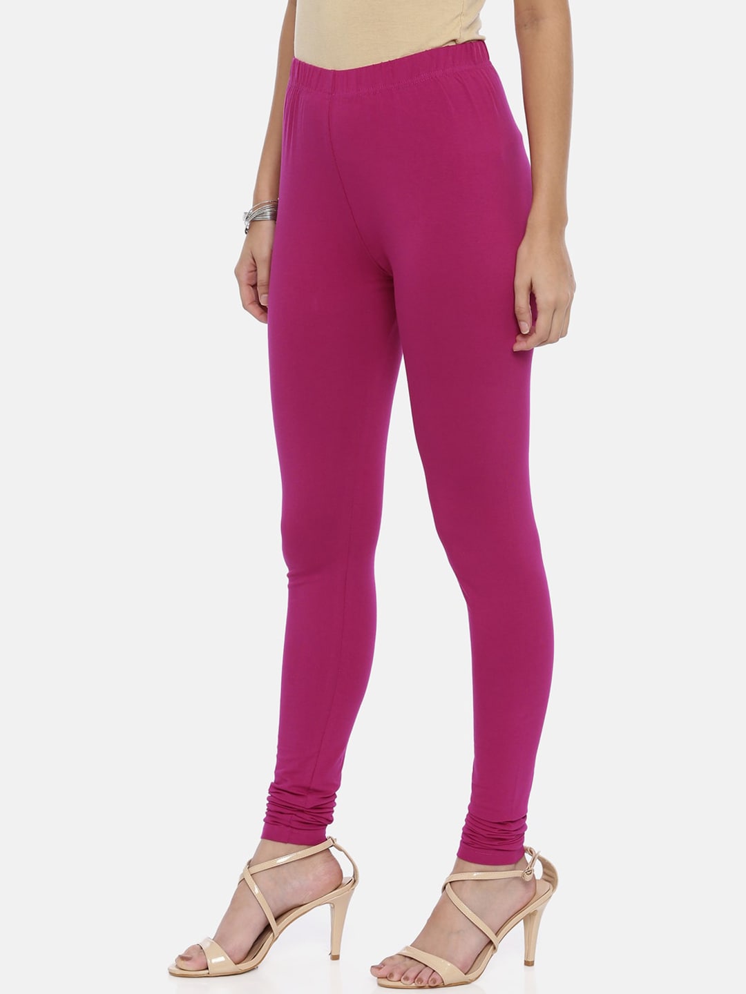 Souchii Purple Solid Slim-Fit Churidar-Length Leggings - Distacart