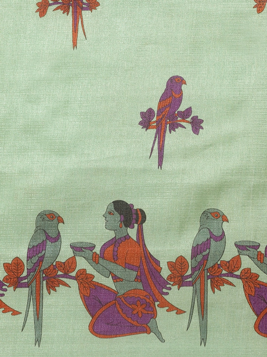 Saree Mall Green & Purple Ethnic Motifs Print Bhagalpuri Saree - Distacart