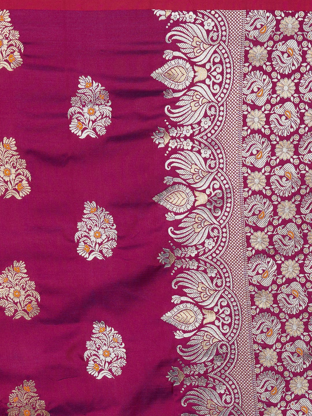 Mitera Magenta Silk Blend Woven Design Banarasi Saree - Distacart