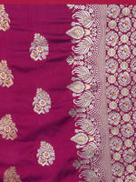 Thumbnail for Mitera Magenta Silk Blend Woven Design Banarasi Saree - Distacart