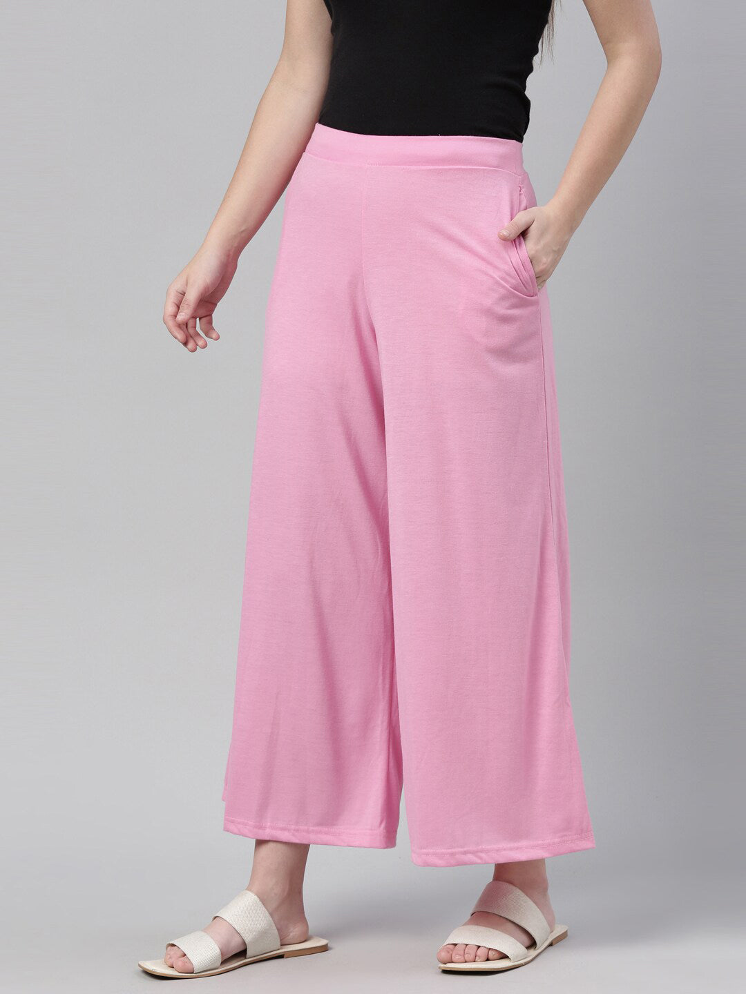 Souchii Women Pink Knitted Palazzos - Distacart