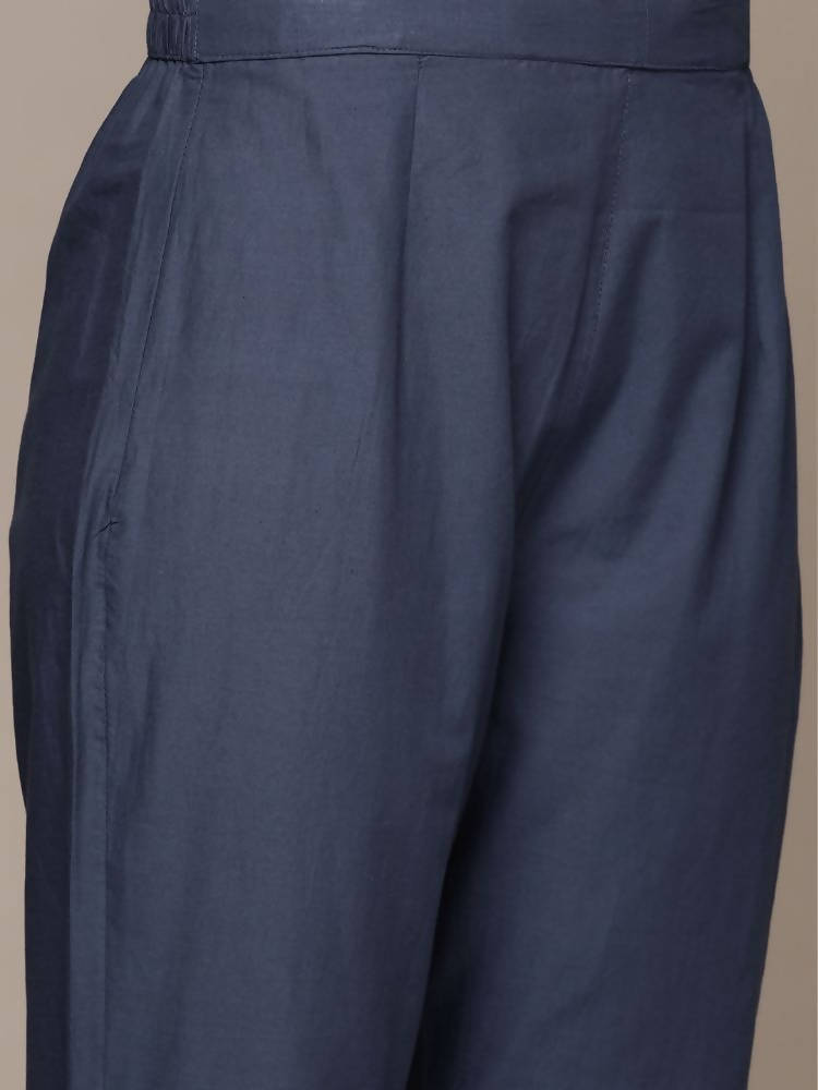 Anubhutee Women Blue Ethnic Motifs Printed Pure Cotton Kurta with Trousers & Dupatta - Distacart