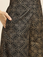 Thumbnail for Sangria Women Black & Golden Ethnic Motifs Printed Pure Cotton Kurta with Palazzos - Distacart