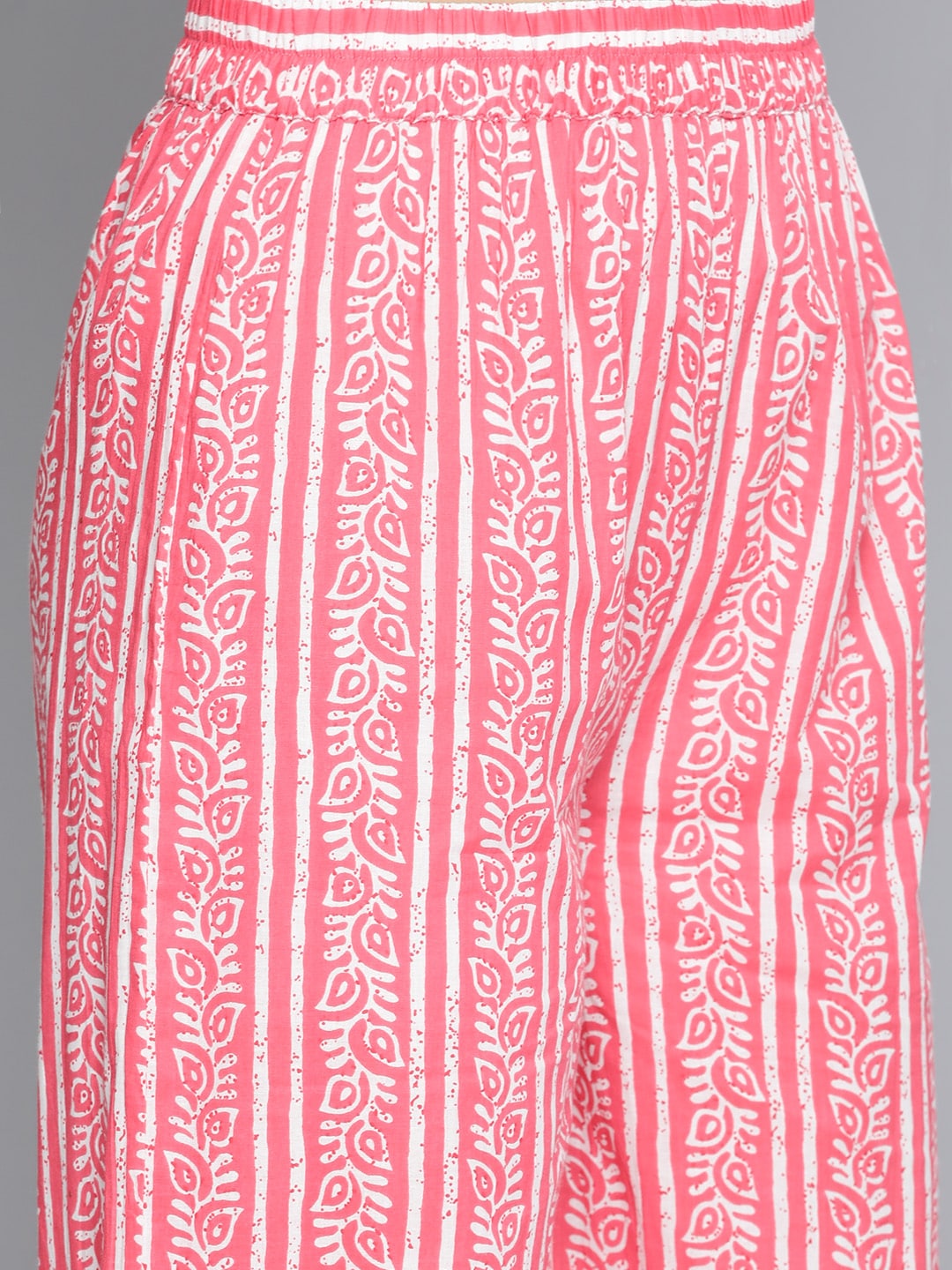 HERE&NOW Women Ethnic Motifs Printed Empire Pure Cotton Kurta With Palazzos - Distacart