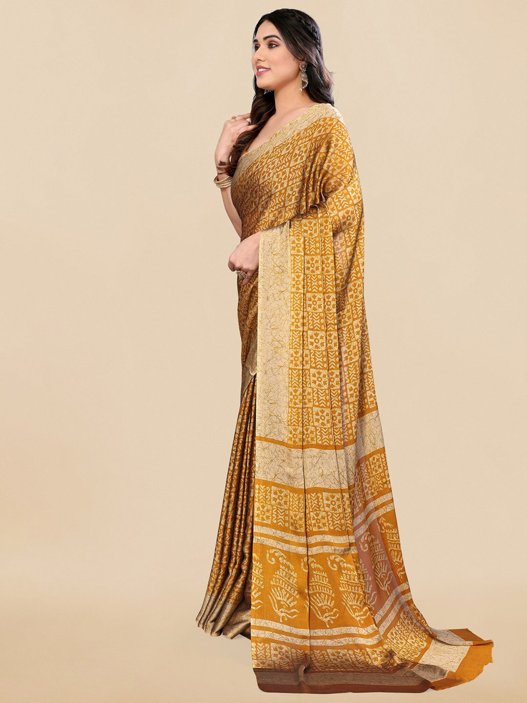 Kalini Batik Poly Chiffon Saree - Distacart