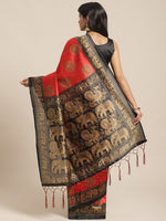 Thumbnail for Saree Mall Red & Beige Printed Bhagalpuri Saree - Distacart