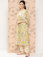 Thumbnail for Kalini Women Floral Printed Empire Pure Cotton Kurta with Trousers & With Dupatta - Distacart