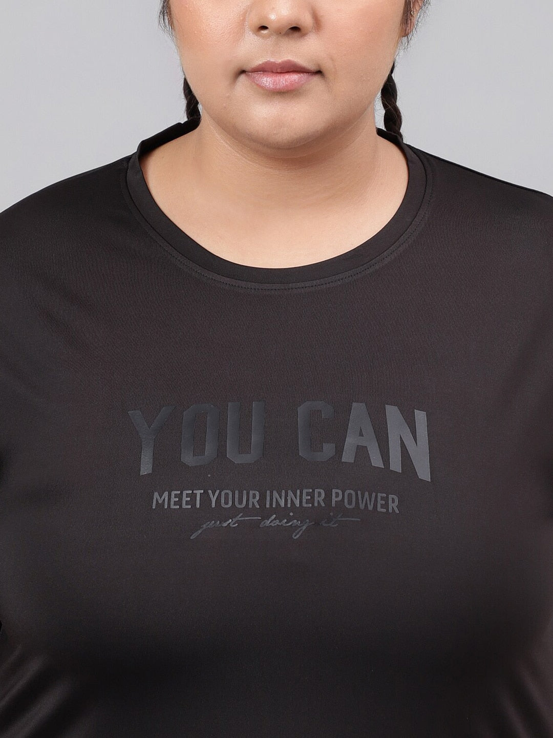 MKH Plus Size Typography Printed Drop Shoulder Sleeves Relaxed Fit Dri-FIT Sports T-Shirt - Distacart