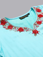 Thumbnail for Khushal K Floral Embroidered Bones & Stones Kurta with Palazzos & Dupatta - Distacart