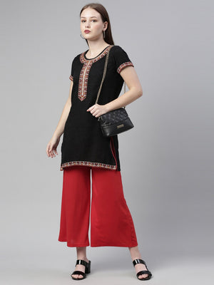Souchii Red Knitted Ethnic Palazzos For Women - Distacart