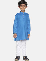 Thumbnail for Sethukrishna Boys Blue Pure Cotton Kurta with Pyjamas - Distacart