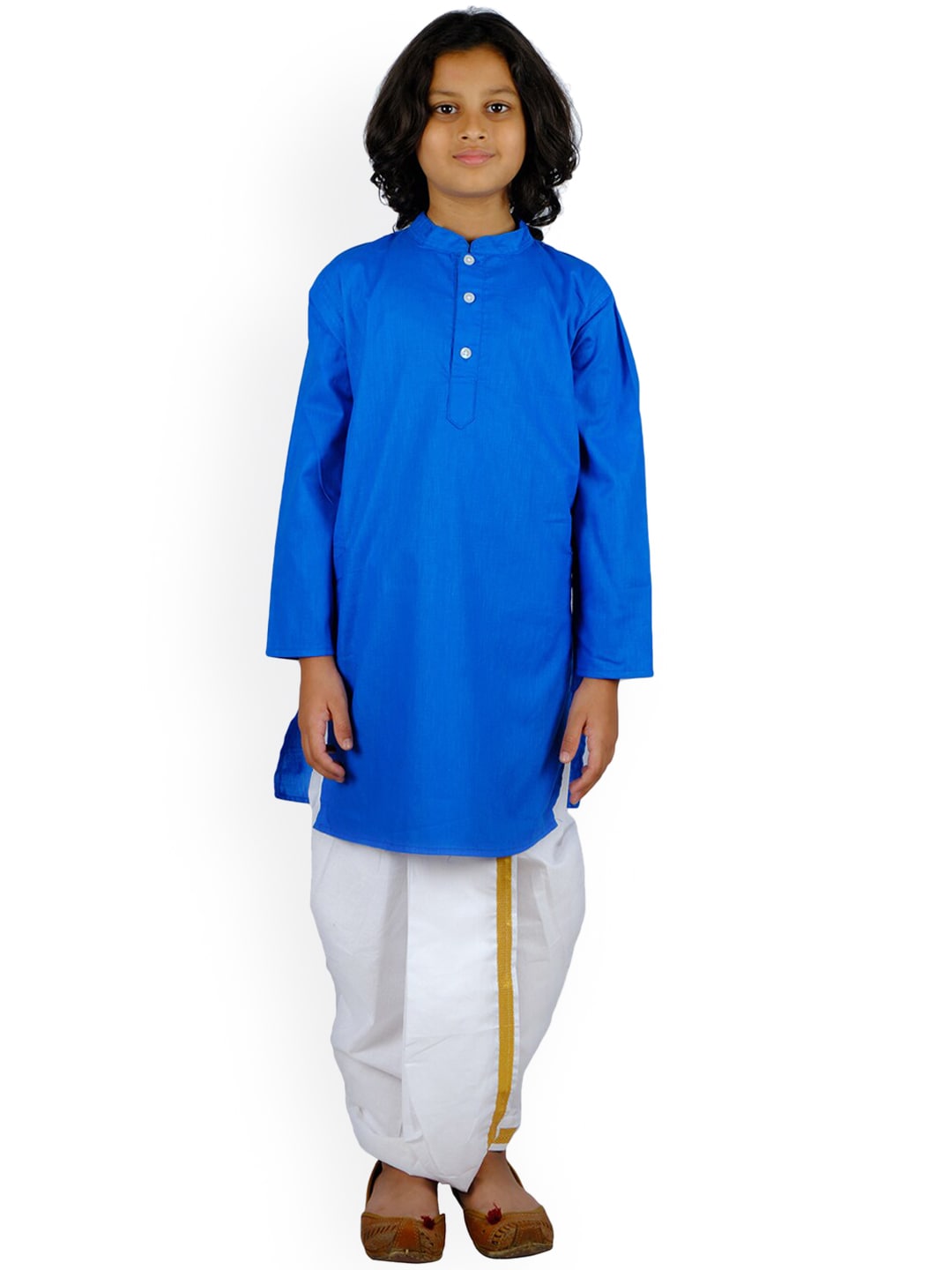 Sethukrishna Boys Blue Pure Cotton Kurta with Dhoti Pants - Distacart
