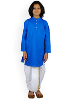 Thumbnail for Sethukrishna Boys Blue Pure Cotton Kurta with Dhoti Pants - Distacart