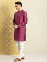 Thumbnail for House of Pataudi Jashn Ethnic Motifs Yoke Design Sequinned Kurta - Distacart