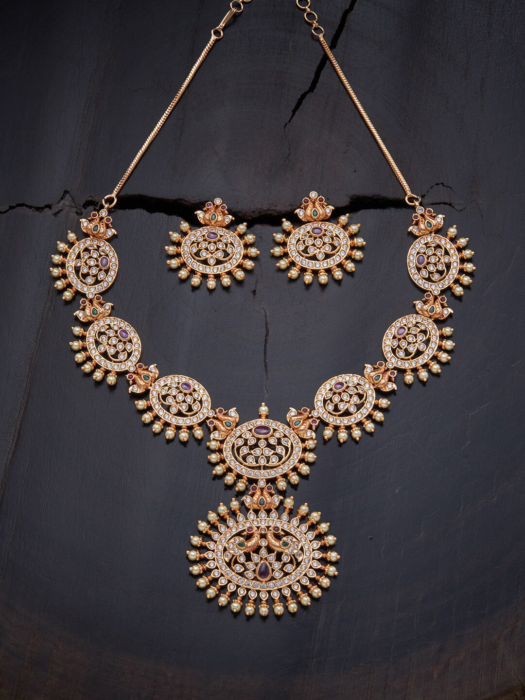 Kushal's Fashion Jewellery Gold-Plated Stone Studded Jewellery Set - Distacart
