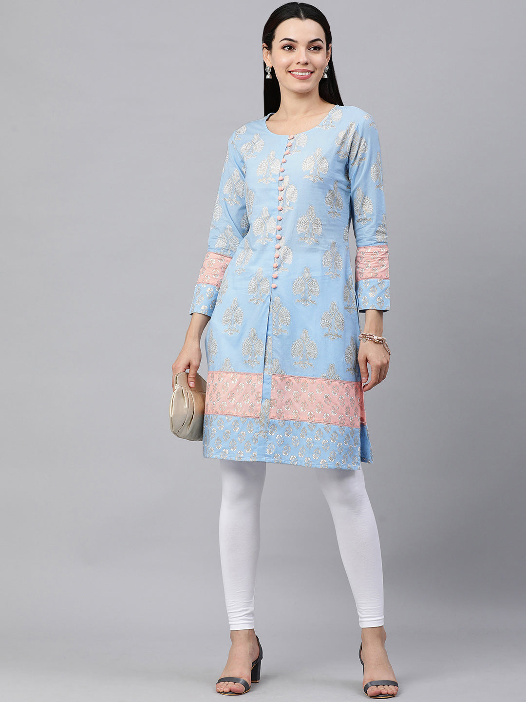 Kalini Women Blue Ethnic Motifs Printed Pure Cotton Kurta - Distacart