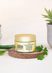 Thumbnail for Indya Hyaluronic Acid & Aloe Vera Brightening Mini Facial Ingredients