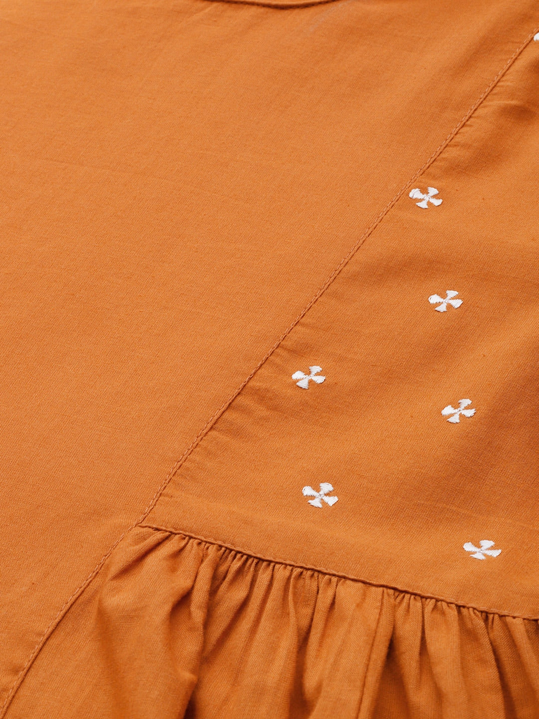 Sangria Women Rust Orange Solid Pure Cotton Kurta with Palazzos - Distacart