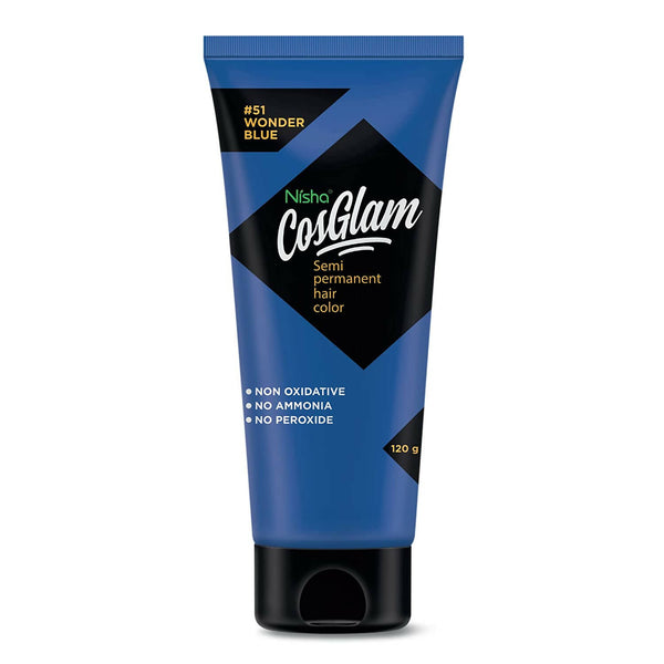Nisha Cosglam Semi Permanent Hair Color 51 Wonder Blue - Distacart