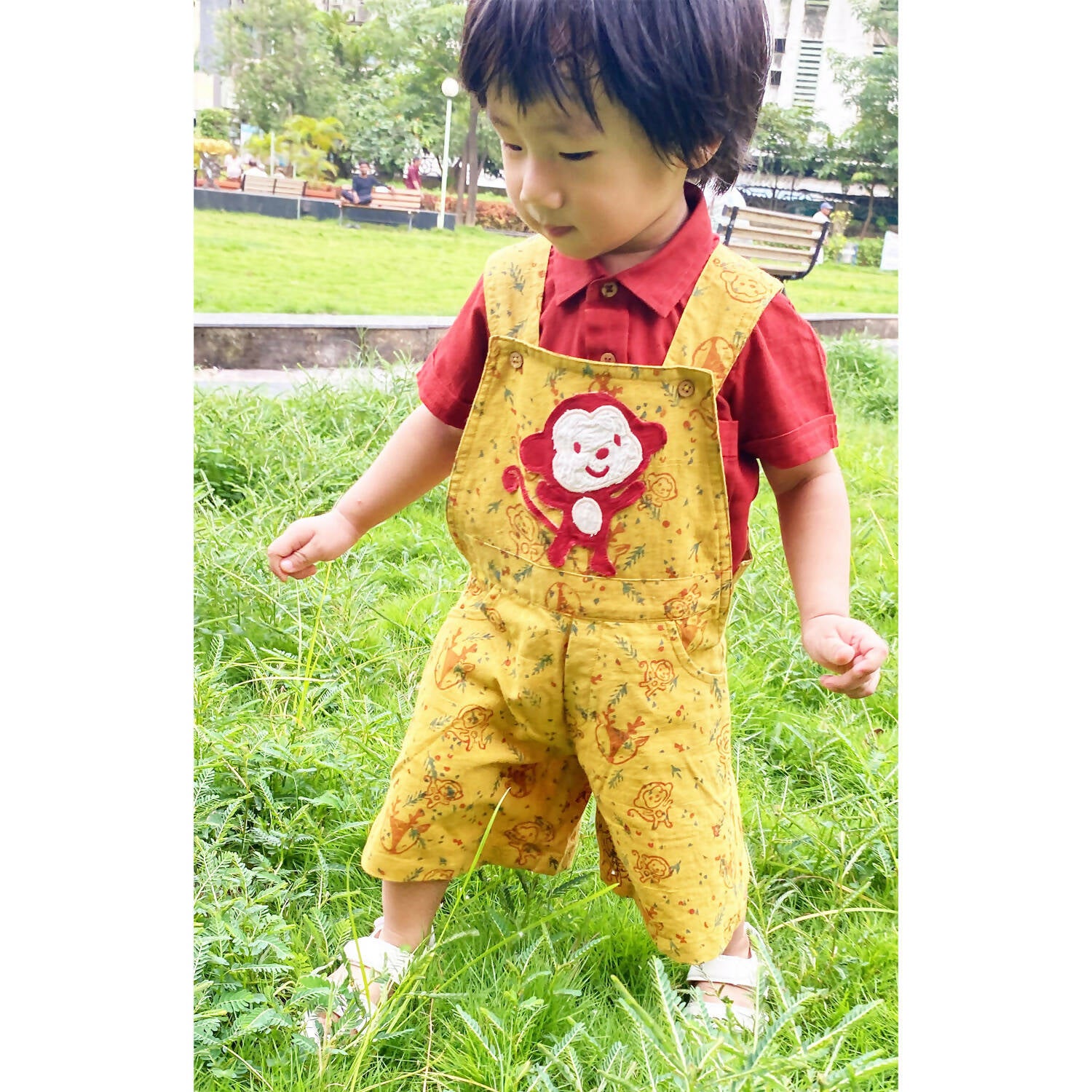 Mhyssa Yellow Dungaree With Round Neck Half Sleeves Maroon Shirt Set - Distacart