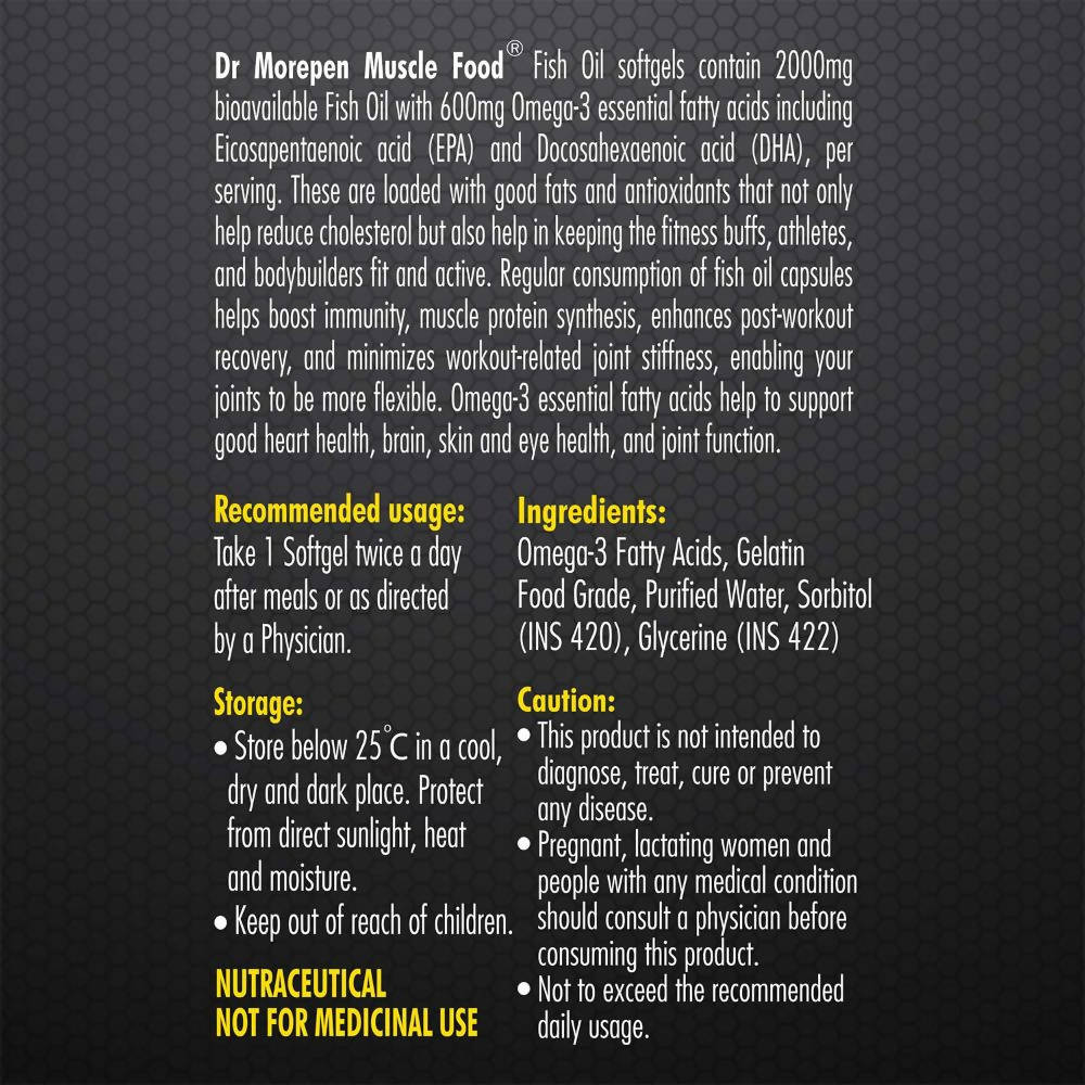 Dr. Morepen Muscle Food Omega-3 2000mg Fish Oil Softgels - Distacart