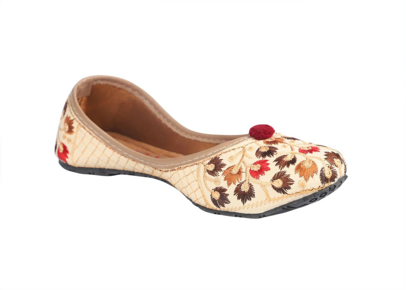 Tiny Bugs Girls Ethnic Floral Embroidered Juttis - Beige - Distacart