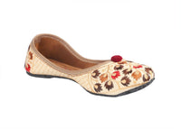 Thumbnail for Tiny Bugs Girls Ethnic Floral Embroidered Juttis - Beige - Distacart