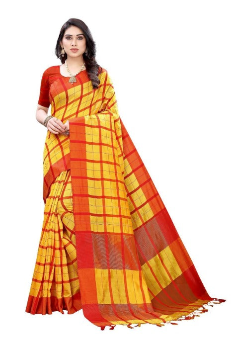Vamika Yellow Cotton Silk Weaving Saree (SATURN YELLOW)