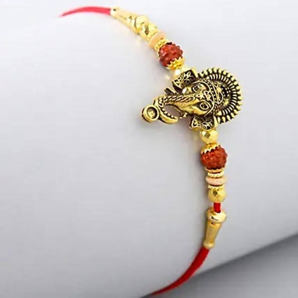 Lord Ganesha Rudraksha Rakhi & Almonds - Distacart