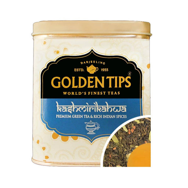 Golden Tips Kashmiri Kahwa Green Tea - Tin Can - Distacart