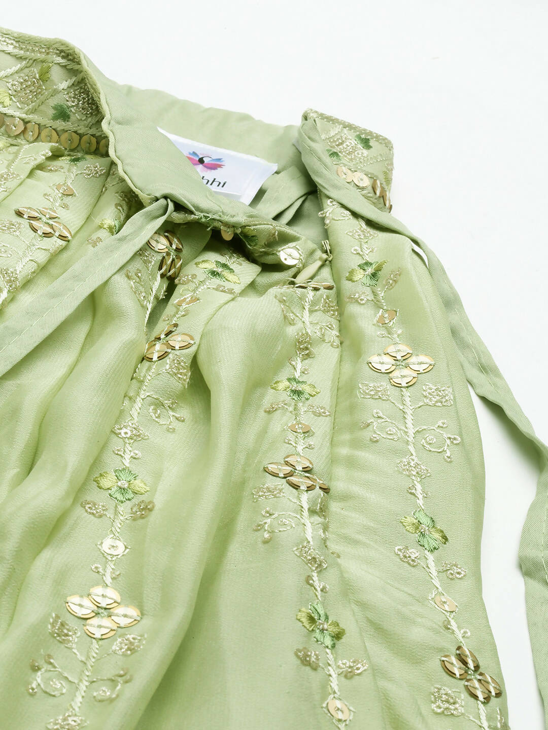House of Panchhi Pista Green Pure Georgette Embroidered Lehenga & Blouse, Dupatta - Distacart