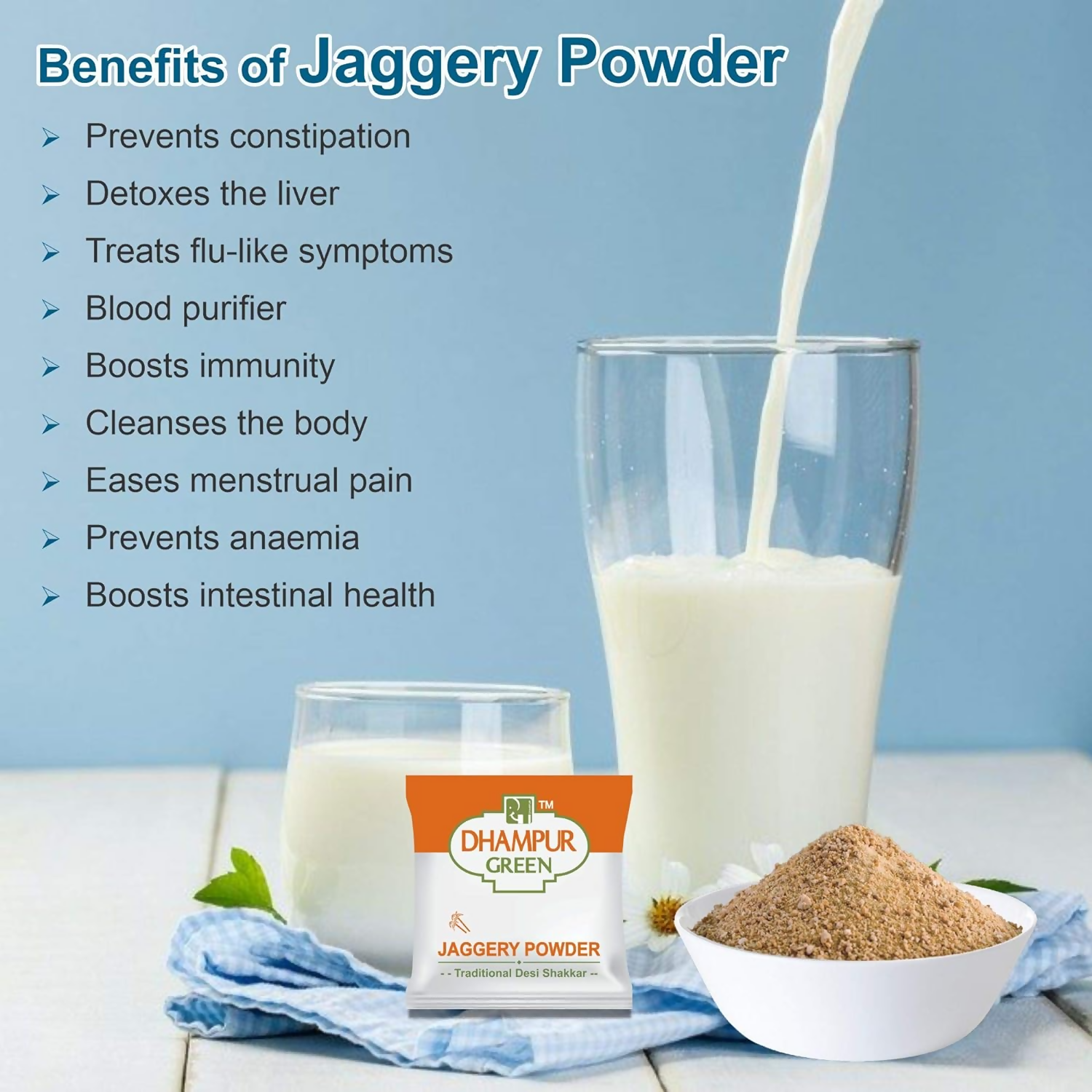 Dhampur Green Jaggery Powder Sachets - Distacart