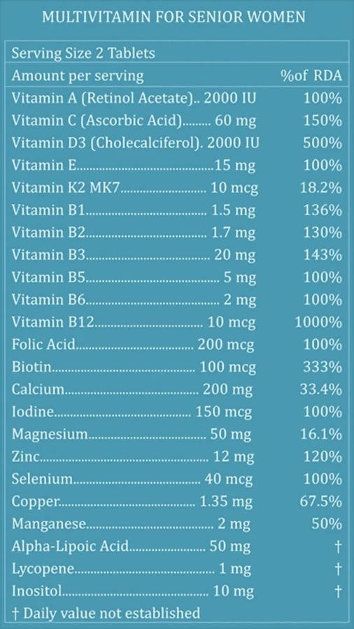 Purayati Multivitamin Tablets for Senior Women