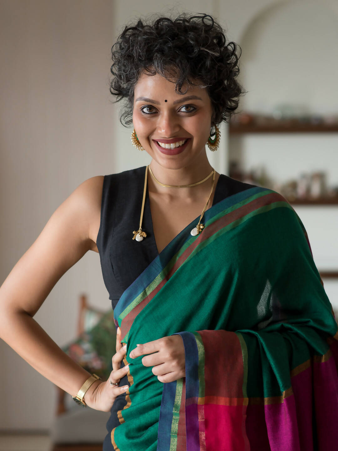 Suta Multi Color Woven Design Cotton Blend Saree - Distacart