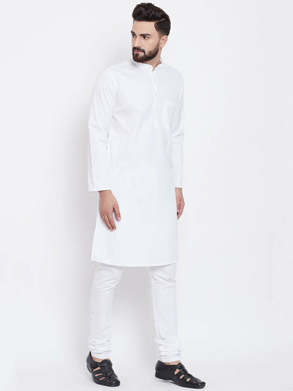 Even Apparels White Pure Cotton Men's Kurta With Band Collar - Distacart