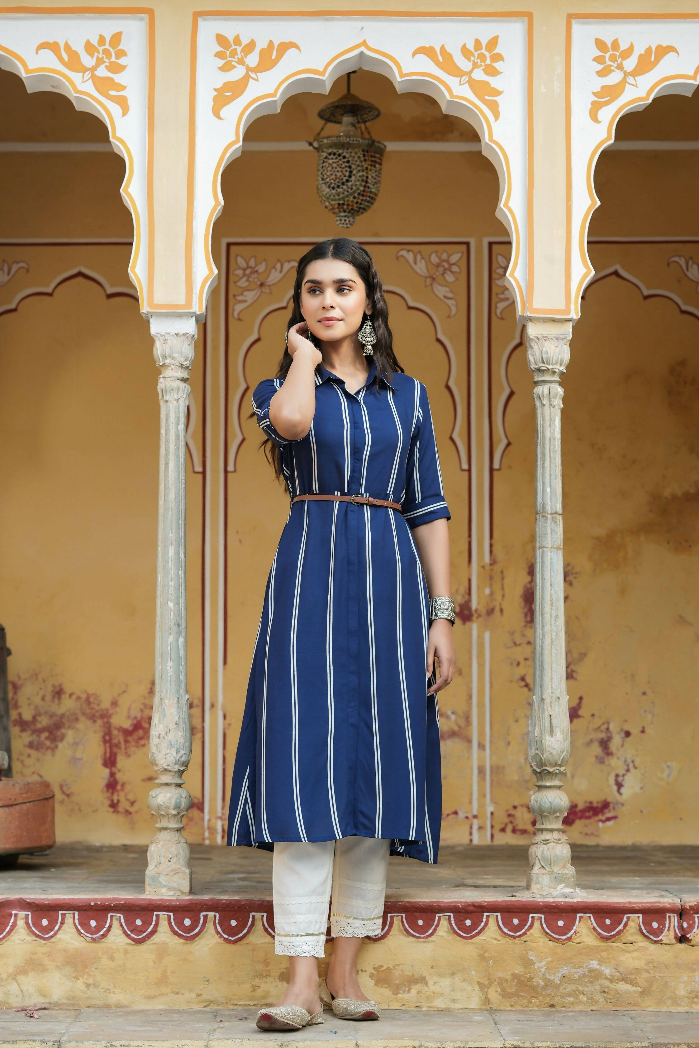 Juniper Women's Navy Rayon Staple Printed A-Line Dress - Distacart