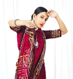 Thumbnail for Red Chanderi Cotton Floral Printed Saree With Unstitched Blouse Piece - Kathika - Distacart