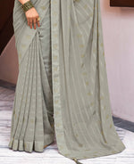 Thumbnail for Grey Georgette Swaroski Work Saree With Unstitched Blouse Piece - Juhi - Distacart